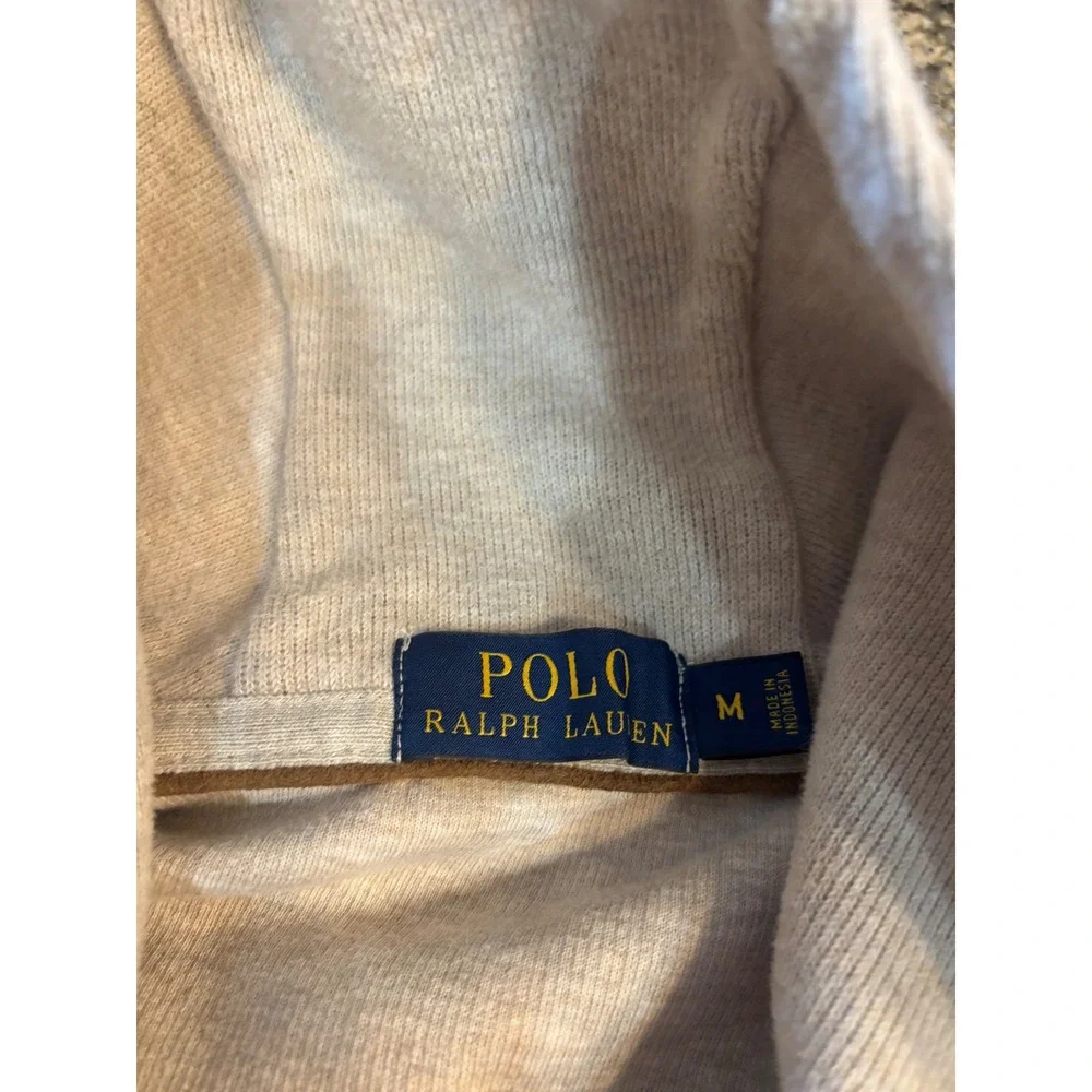 Polo Ralph Lauren Men's Light Tan Cotton Knit Mock Neck Pullover Sweater‎ M